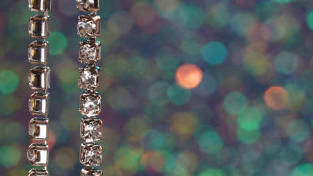 Silver chain for costume jewelry as a background image with copy space photographed in the studioの写真素材