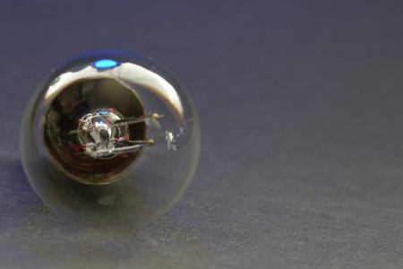 Lightbulb, halogen, incandescent lamp are reserve lamps for motor vehicles in 12 volt operation photographed in the studioの写真素材