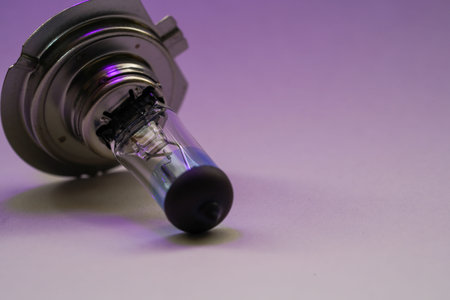 Lightbulb, halogen, incandescent lamp are reserve lamps for motor vehicles in 12 volt operation photographed in the studioの写真素材