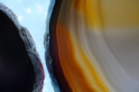 Agate cut into a slice is a jewelry and gem stoneの写真素材