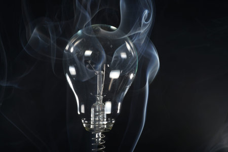 old antique lightbulb photographed in the studioの写真素材