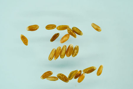 Pine nuts in the shape of a heart on a white background
