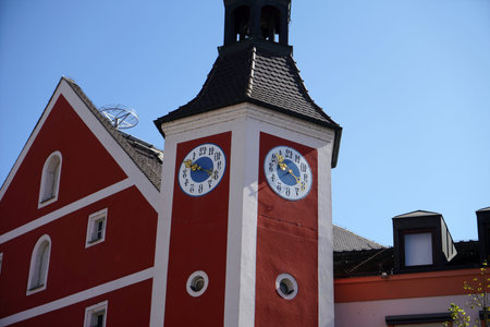 Clock tower in the old town of Schaffhausen, Switzerland