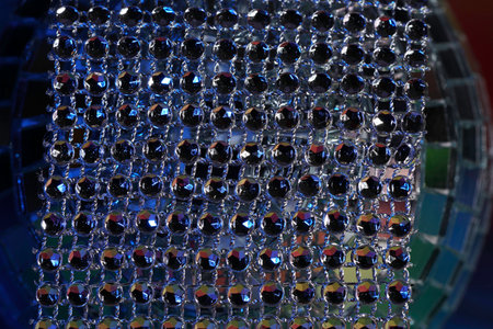 Disco ball background. Close-up of a disco ball.の写真素材