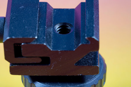 Detail of a cnc milling cutter on a colorful backgroundの写真素材