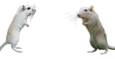 White and red rat isolated on white background. 3D illustration.の写真素材