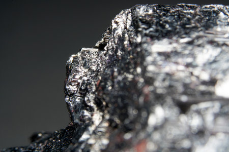 closeup of a piece of coal on a dark background, macroの写真素材