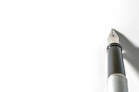 Fountain pen on white background with copy space for text or designの写真素材