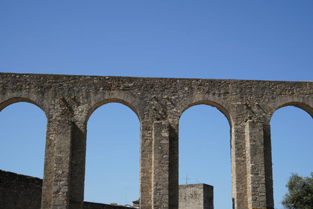Aqueducts in Portugal are ancient water pipes reminiscent of stone bridges