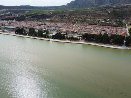 Ebro Rio in Spain with a reservoir and clear water for fishing and relaxingの写真素材