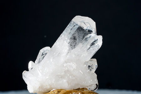 Macro shot of a crystal on a black background. Macro.の写真素材