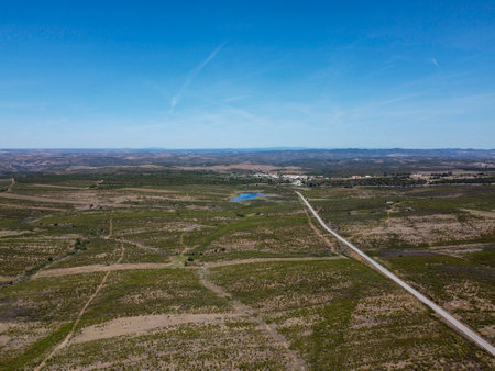 Aerial view of a road in the countryside. drone photographyの写真素材