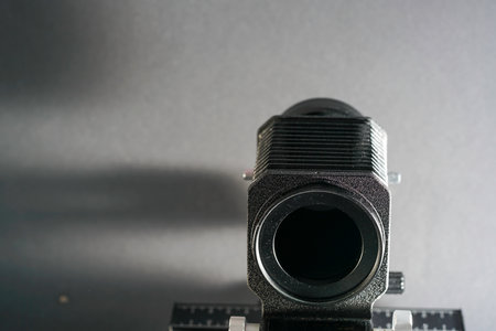 old photo camera with bellows and lens in detailの写真素材