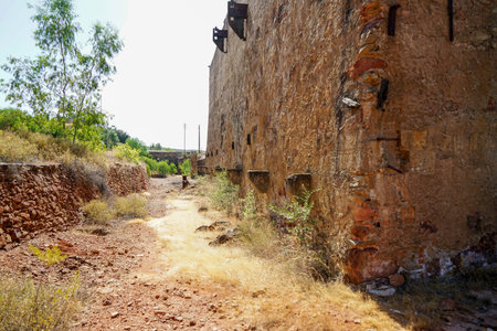 Abandoned village of a former copper and iron mine with poisoned earth and water