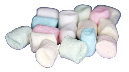 Colorful marshmallows isolated on white background. close upの写真素材