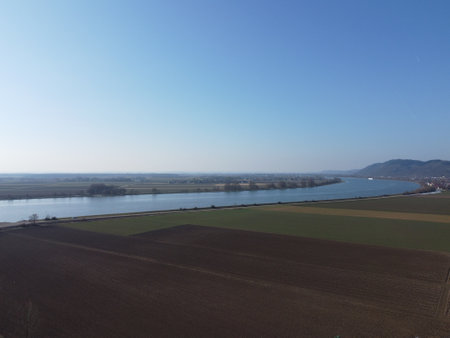 Winter landscape in Bavaria with the drone as an aerial photographの写真素材