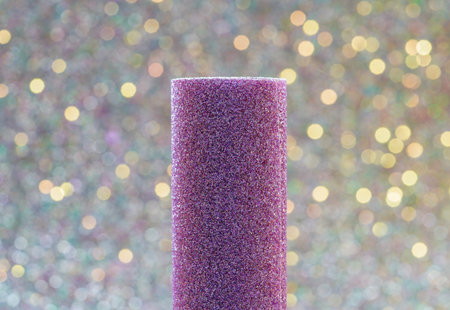 Microphone on the background of a multi-colored bokehの写真素材