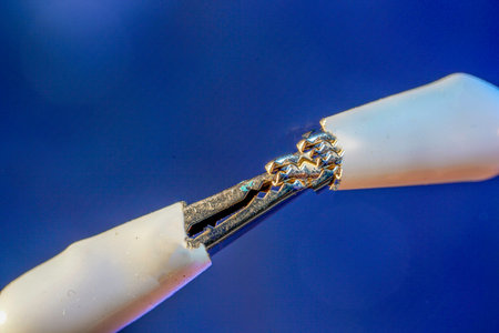 Electric wire and smoke is meant to symbolize blown insulation or overheatingの写真素材