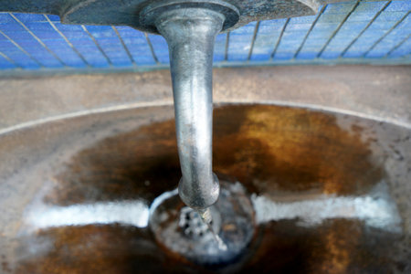 fountain in the garden for water supply for drinking and wateringの写真素材
