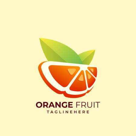 Vector Logo Illustration orange fruit Fresh Simpleのイラスト素材