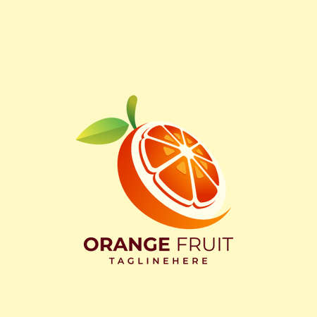 Vector Logo Illustration orange fruit Fresh Simpleのイラスト素材