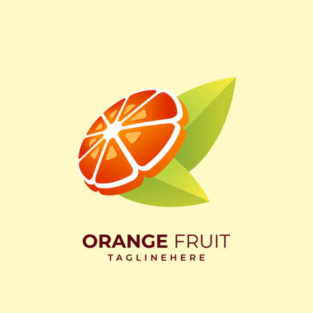 Vector Logo Illustration orange fruit Fresh Simpleのイラスト素材