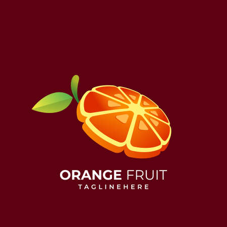 Vector Logo Illustration orange fruit Fresh Simpleのイラスト素材