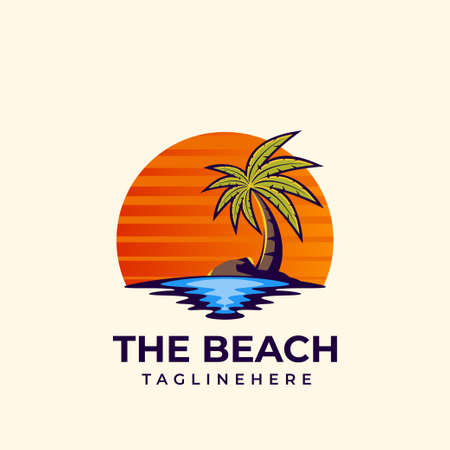 Vector Logo Illustration Beachのイラスト素材