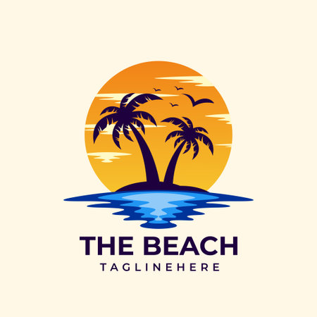 Vector Logo Illustration Beachのイラスト素材