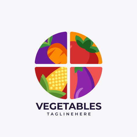 Logo design vector illustration organic food and fresh vegetablesのイラスト素材
