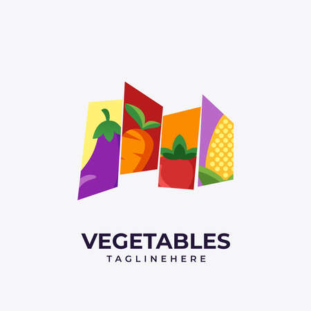 Logo design vector illustration organic food and fresh vegetablesのイラスト素材