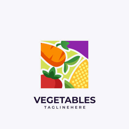 Logo design vector illustration organic food and fresh vegetablesのイラスト素材