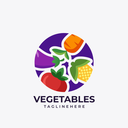 Logo design vector illustration organic food and fresh vegetablesのイラスト素材