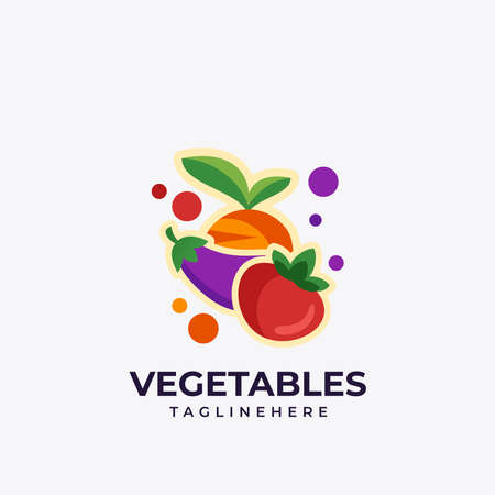 Logo design vector illustration organic food and fresh vegetablesのイラスト素材