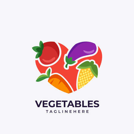 Logo design vector illustration organic food and fresh vegetablesのイラスト素材