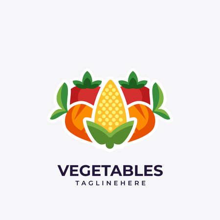 Logo design vector illustration organic food and fresh vegetablesのイラスト素材