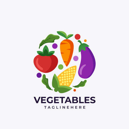 Logo design vector illustration organic food and fresh vegetablesのイラスト素材