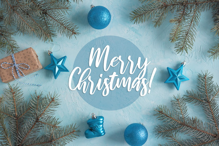 Christmas card in blue tonesの写真素材
