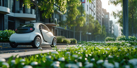 Modern electric car on the street in the city.の素材