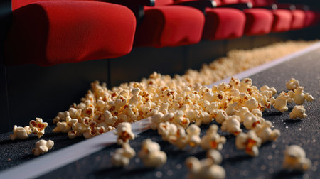 Popcorn on the floor in the cinemaの素材
