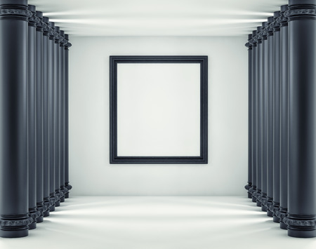 blank frame on a white background. Mockup 3d renderの写真素材