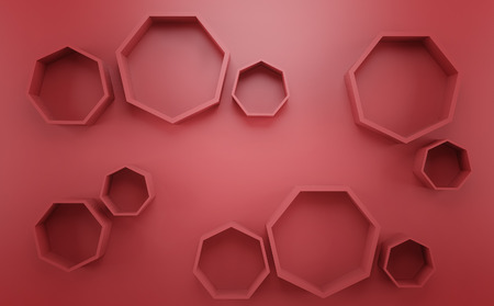 Abstract 3d red geometric background. White texture with shadow. 3D renderの写真素材