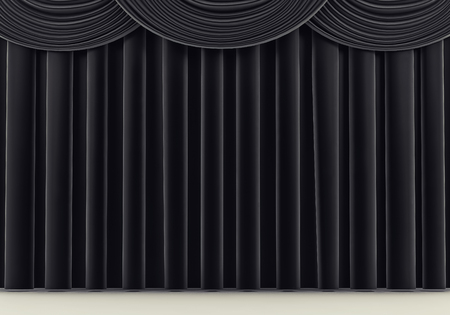 Beautiful black stage curtain. 3d renderの写真素材