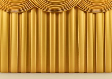 Beautiful gold stage curtain. 3d renderの写真素材