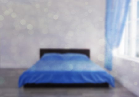 Blurred background of home bedroom. 3d renderの写真素材