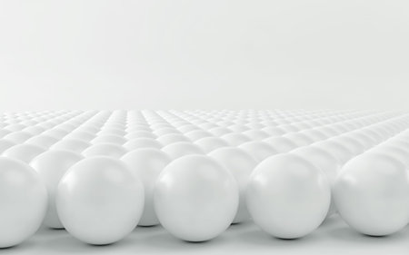 White spheres an arrow on white background. 3d renderの写真素材