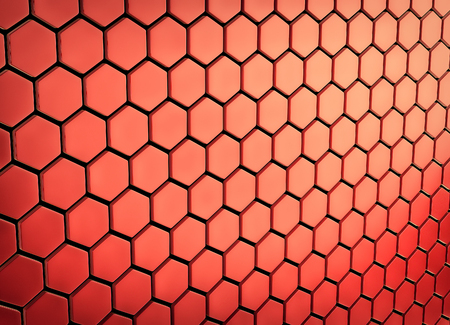 Abstract array of shinny red polygons. 3d renderの写真素材