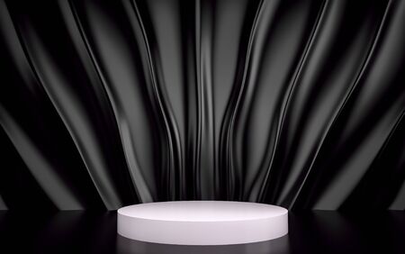 Black silk drapery and fabric on the wall. 3d renderの写真素材
