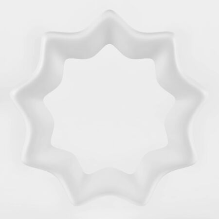 3d round white ribbon frame. Isolated on whiteの写真素材