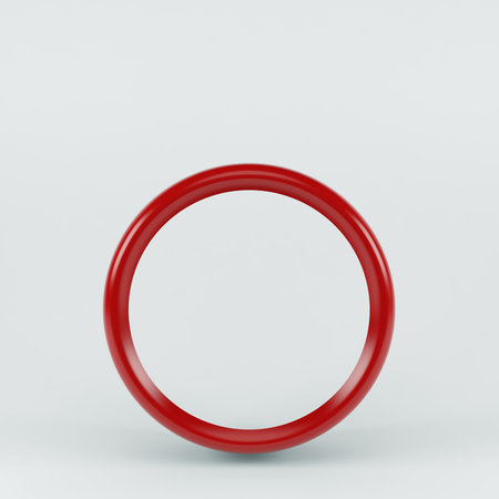 3d round red frame. Isolated on white background